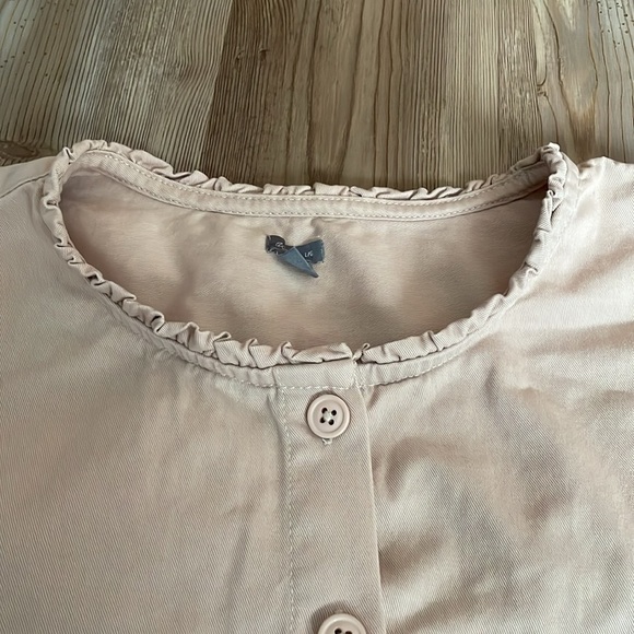 Aerie Tan Softest Utility Jumpsuit One Piece Ruffle Edge Button up Size L - Picture 3 of 10